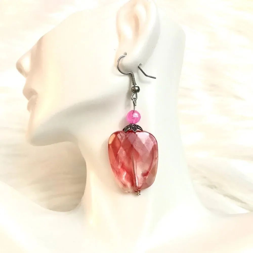 Pink Beaded Earrings